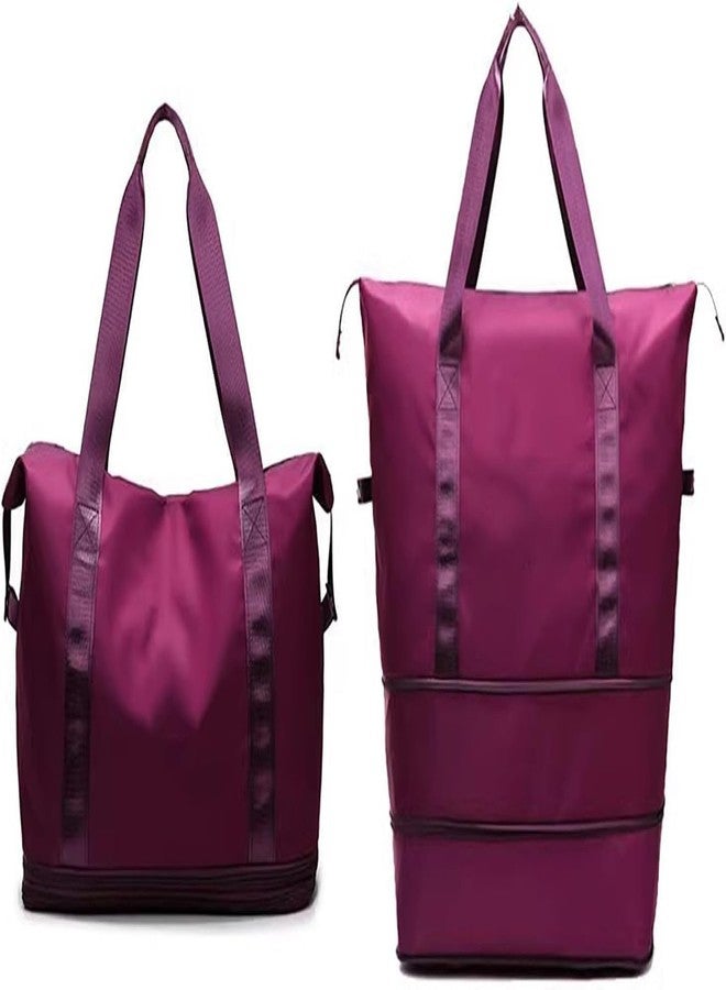 Keetly Foldable Travel Duffle Bag, Gym Bag with Wet Pocket, Carry On Weekender Bags for Women, Waterproof Overnight Bag for Travel, Gym, Yoga. (Dark Purple) - Image 1